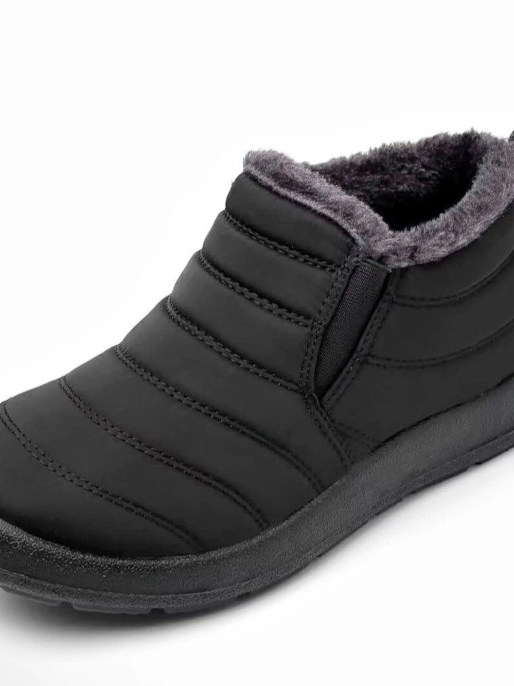 Black Faux Fur Winter Boots
